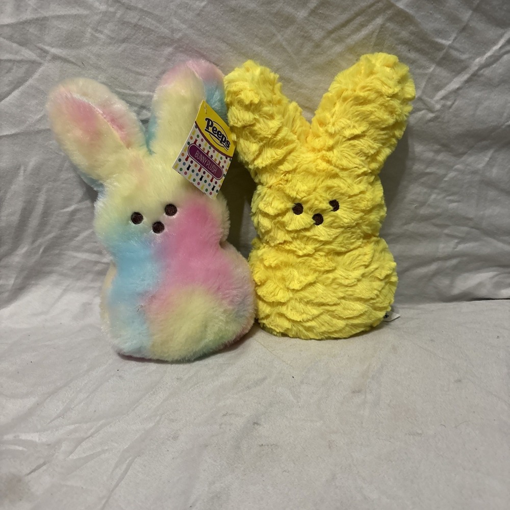 Peeps Easter‎ Bunny Tie Dye,yellow Pastel Fuzzy Plush 10"  New